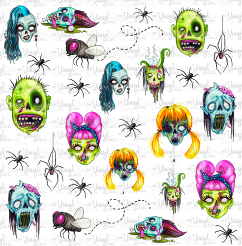 Waterslide Sheet Zombies 12 x 12 inch sheet