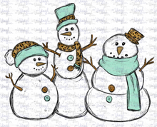 Load image into Gallery viewer, Waterslide Decal 3 Snowmen Mint Green &amp; Leopard