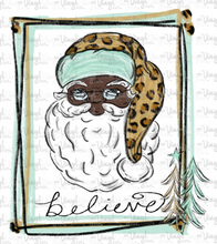 Load image into Gallery viewer, Waterslide Decal African American Santa Believe Leopard Hat