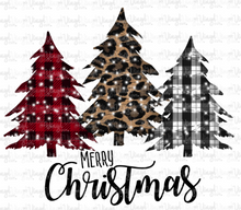 Load image into Gallery viewer, Sublimation Transfer 3 Christmas Trees Merry Christmas