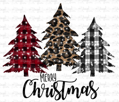 Waterslide Decal 3 Christmas Trees Merry Christmas