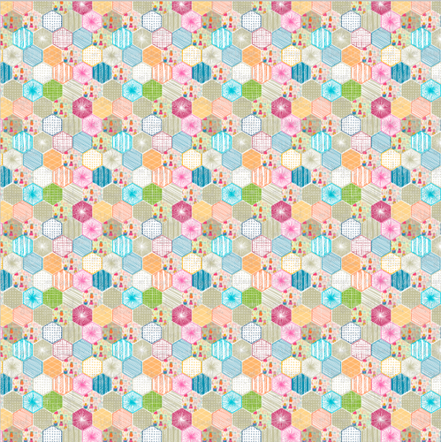 Printed Adhesive Vinyl Light Hexagonal Quilt Pattern 12 x 12 inch sheet