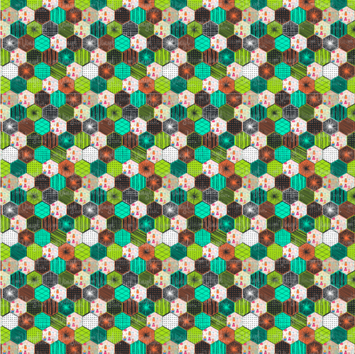 Printed HTV Dark Hexagonal Quilt Patterned Heat Transfer Vinyl 12 x 12 inch sheet