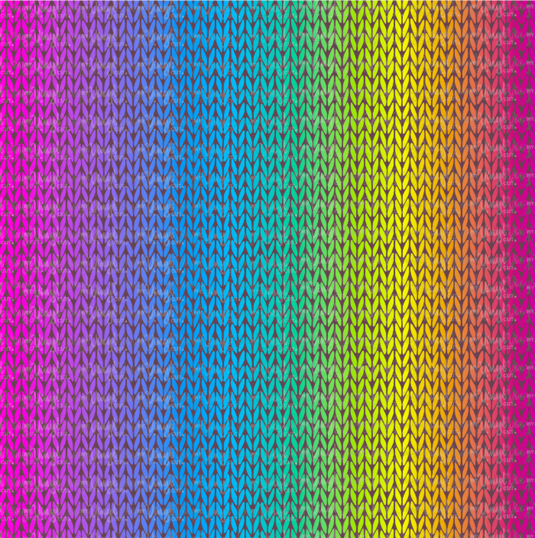 Printed Adhesive Vinyl Rainbow Fabric Pattern 12 x 12 inch sheet