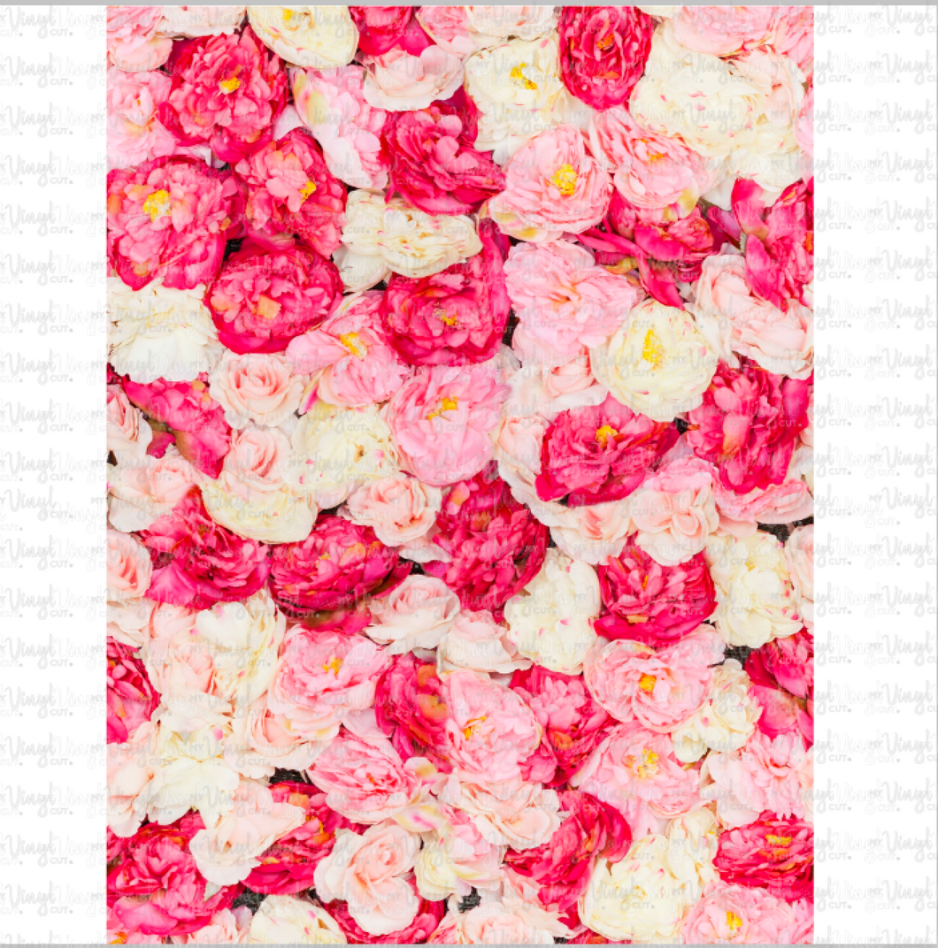 Printed Adhesive Vinyl Peonies Flower Pattern 9 x 12 inch sheet