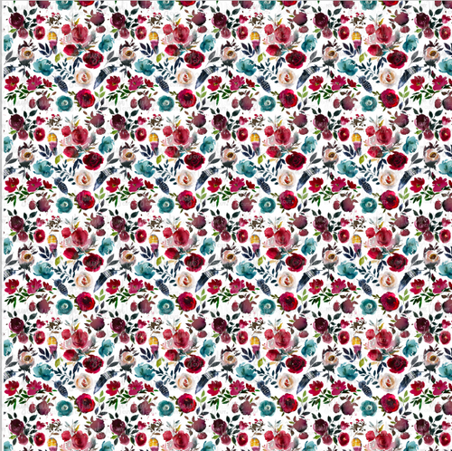 Printed Adhesive Vinyl Feathers and Flowers Pattern 12 x 12 inch sheet