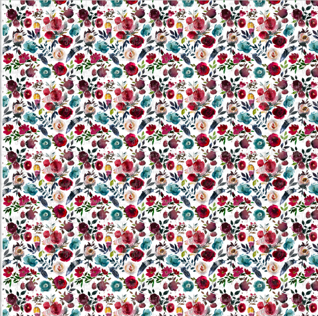 Printed Adhesive Vinyl Feathers and Flowers Pattern 12 x 12 inch sheet