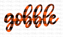 Load image into Gallery viewer, HTV Transfer Gobble in Orange &amp; Black Buffalo Plaid