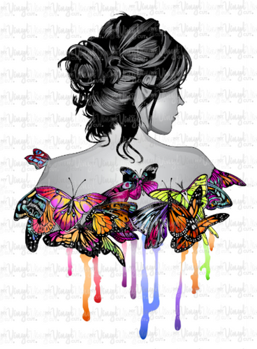 Waterslide Decal Woman with Butterflies