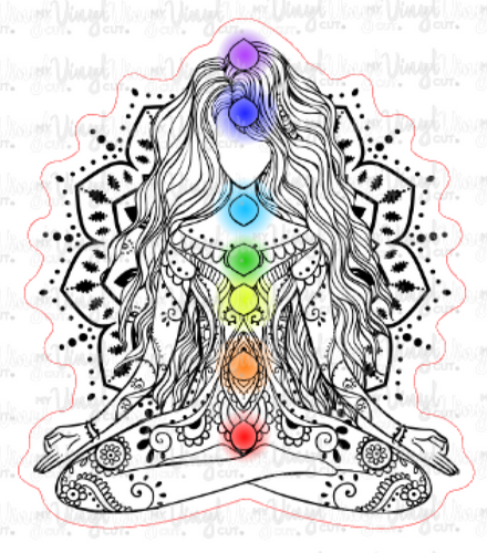 Waterslide Decal Yoga Girl Chakras Lotus Pose w/Mandala