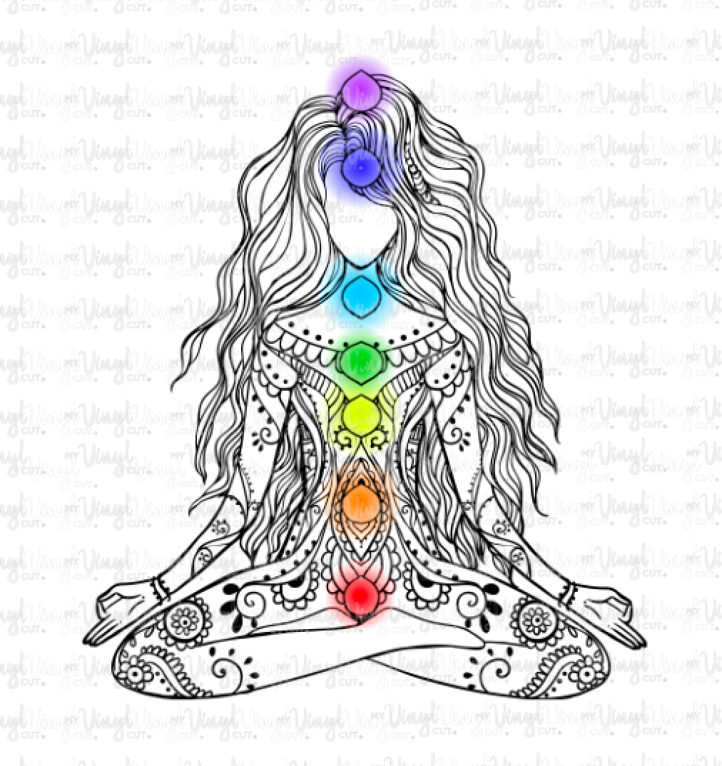 Waterslide Decal Yoga Girl Chakras Lotus Pose
