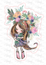 Load image into Gallery viewer, Sticker 3A Garden Girl with Straight Brown Hair