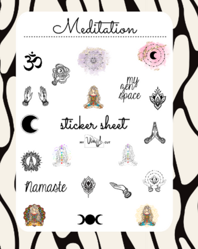 Sticker Sheet | Set 5 | planner stickers | Meditation | 5 x 7 inch sheet | permanent adhesive | waterproof ink