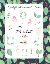 Load image into Gallery viewer, Sticker Sheet | Set 3 | planner stickers | Eucalyptus Leaves | 5 x 7 inch sheet | permanent adhesive | waterproof ink