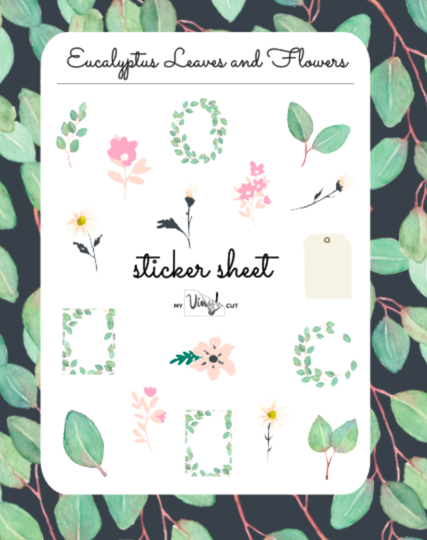 Sticker Sheet | Set 3 | planner stickers | Eucalyptus Leaves | 5 x 7 inch sheet | permanent adhesive | waterproof ink