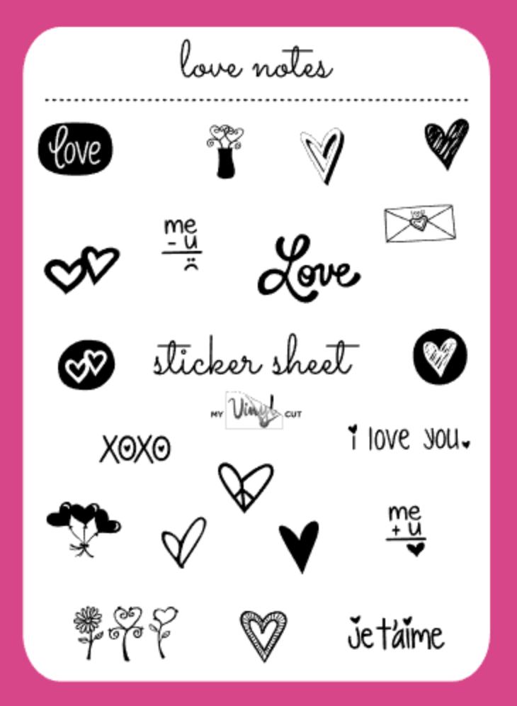 Sticker Sheet | Set 13 | planner stickers | Love Notes | 5 x 7 inch sheet | permanent adhesive | waterproof ink