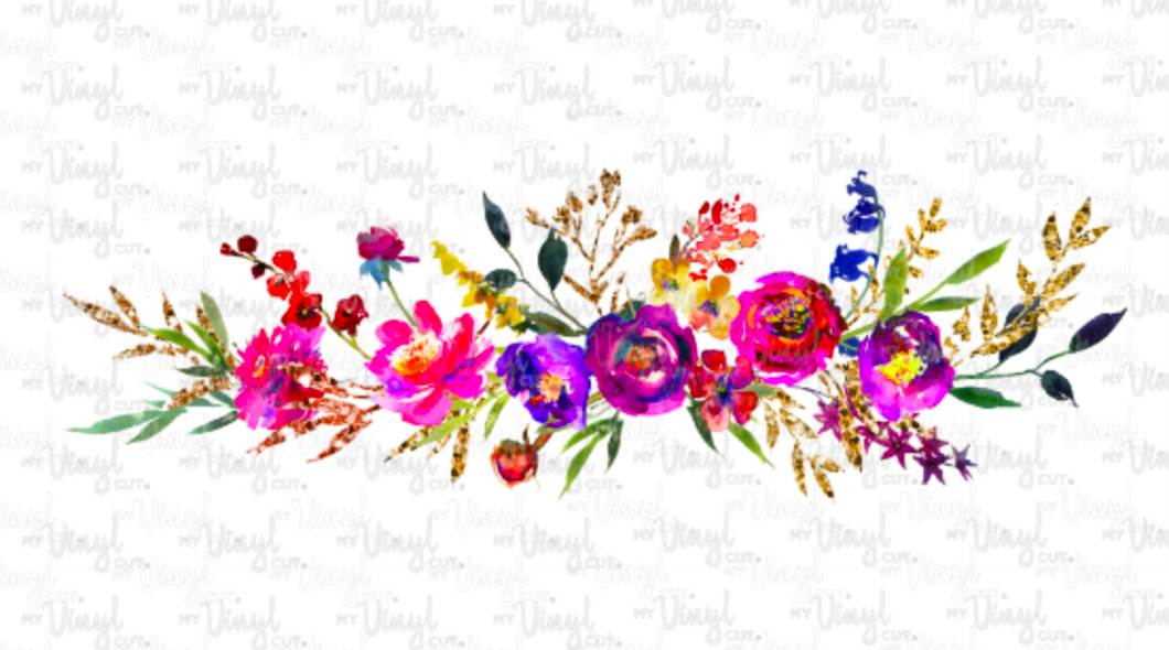 Waterslide Decal Pink Flowers with Gold Accents