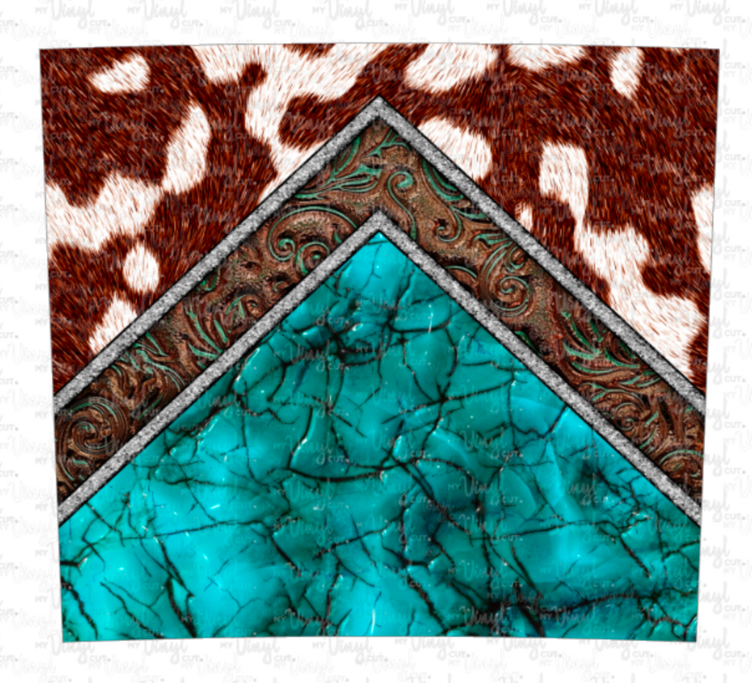 Waterslide Wrap Cowhide and Turquoise for 20 oz skinny