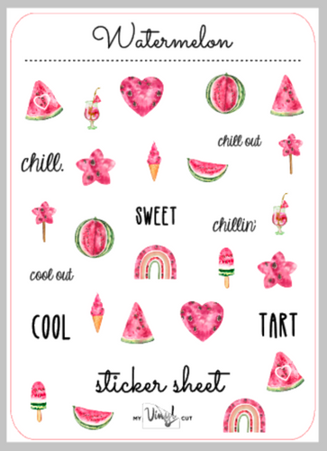 Sticker Sheet 25 Set of little planner stickers Watercolor Watermelon