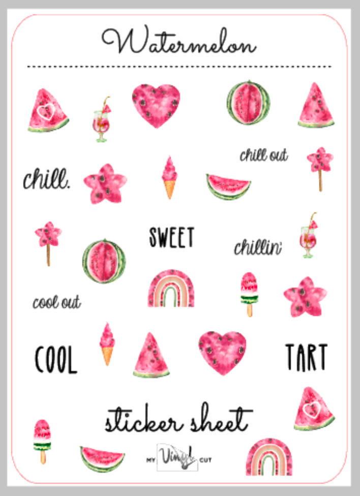 Sticker Sheet 25 Set of little planner stickers Watercolor Watermelon