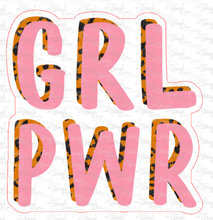 Load image into Gallery viewer, Sticker 1F GRL PWR Girl Power Pink &amp; Leopard Print