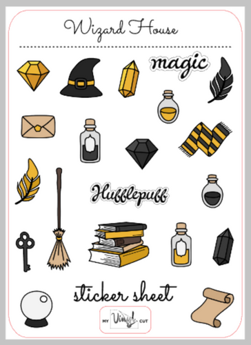 Sticker Sheet 27 Set of Planner Stickers Yellow Magic Wizard House