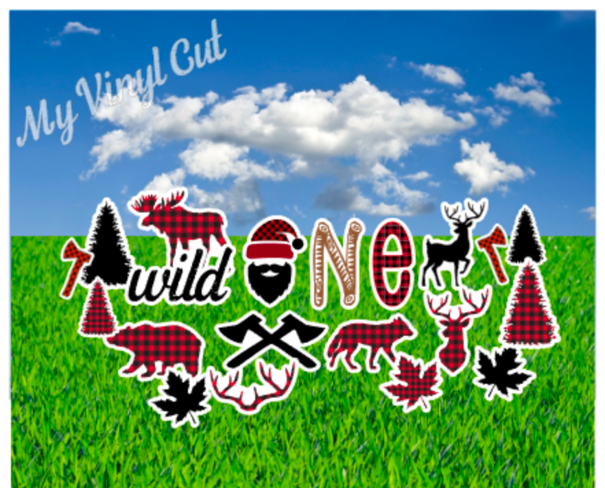 Yard Art Red and Black Buffalo Plaid Wild One 20 pc Set Birthday Lawn Lettering PURCHASE Outdoor Party Decorations