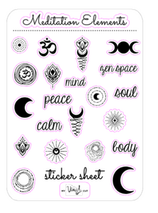 Sticker Sheet 31 Set of little planner stickers Meditation Elements