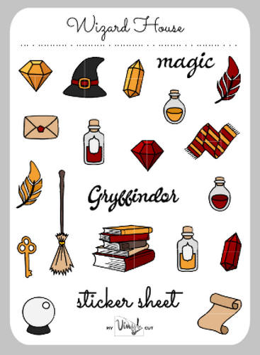 Sticker Sheet 28 Set of little planner stickers Red Magic Wizard House
