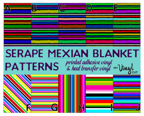 Printed Adhesive Vinyl SERAPE MEXICAN BLANKET Patterned Vinyl 12 x 12 sheet