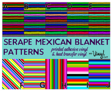 Load image into Gallery viewer, Printed HTV SERAPE MEXICAN BLANKET Patterned Heat Transfer Vinyl 12 x 12 sheet
