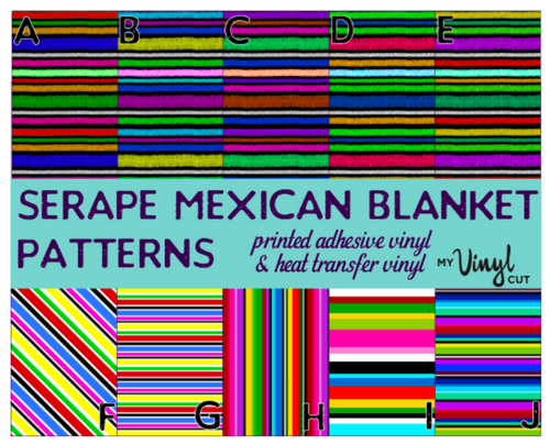 Printed HTV SERAPE MEXICAN BLANKET Patterned Heat Transfer Vinyl 12 x 12 sheet