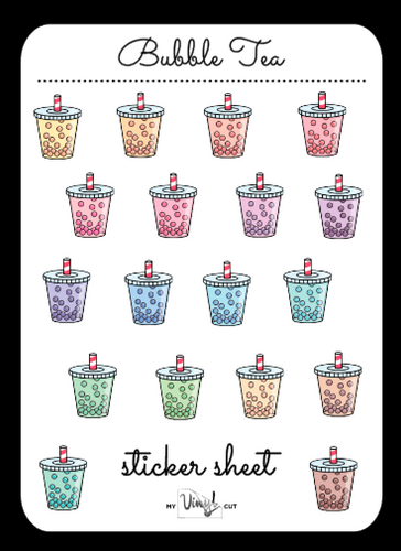 Sticker Sheet 20 Set of little planner stickers Bubble Tea 2