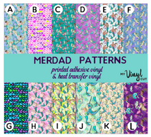 Load image into Gallery viewer, Printed HTV MER-DAD Patterned Heat Transfer Vinyl 12 x 12 inch sheet