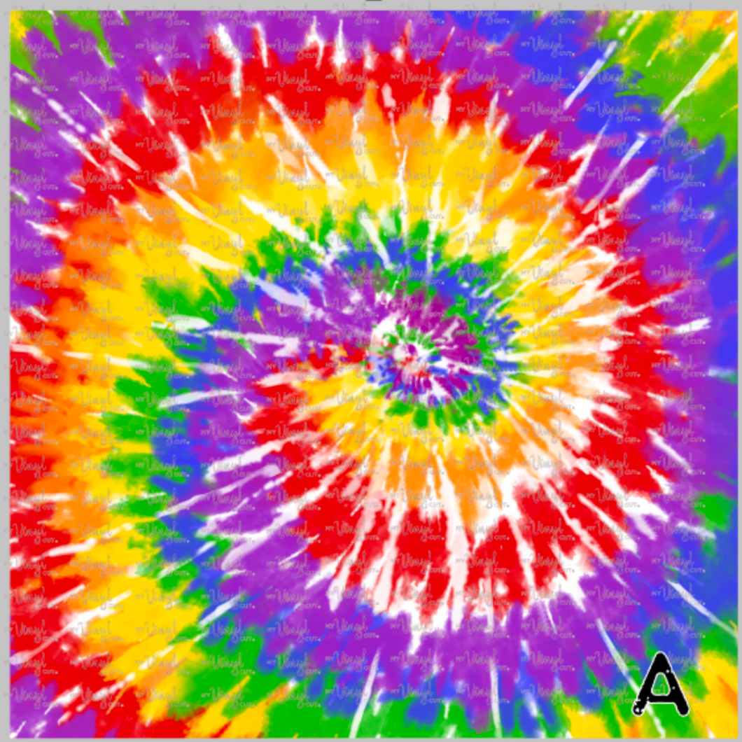 Printed Adhesive Vinyl TIE DYE RAINBOW Patterned Vinyl 12 x 12 sheet