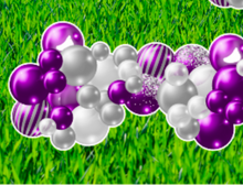 Load image into Gallery viewer, Yard Art Flair Purple and Silver Balloons 12 pc Set Birthday Lawn Lettering PURCHASE Outdoor Party Decorations