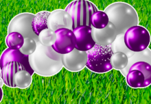 Load image into Gallery viewer, Yard Art Flair Purple and Silver Balloons 12 pc Set Birthday Lawn Lettering PURCHASE Outdoor Party Decorations