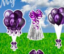 Load image into Gallery viewer, Yard Art Flair Purple and Silver Balloons 12 pc Set Birthday Lawn Lettering PURCHASE Outdoor Party Decorations