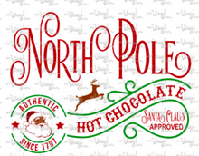 Load image into Gallery viewer, Sticker 26A North Pole Hot Chocolate Mug Label Dark Skin Santa