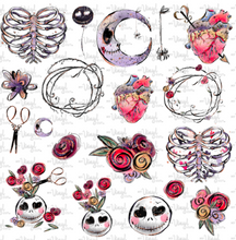 Load image into Gallery viewer, Waterslide Decal Sheet 12 x 12 inch Creepy Valentines Day or Halloween