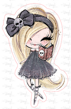 Load image into Gallery viewer, Sticker | 20A2 Halloween Girl Yellow Hair | Waterproof Vinyl Sticker | White | Clear | Permanent | Removable | Window Cling | Glitter | Holographic