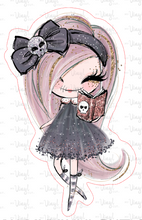 Load image into Gallery viewer, Sticker | 20A3 Halloween Girl Lavender Hair | Waterproof Vinyl Sticker | White | Clear | Permanent | Removable | Window Cling | Glitter | Holographic
