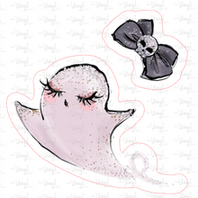 Load image into Gallery viewer, Sticker | 20J Halloween Ghost Bow | Waterproof Vinyl Sticker | White | Clear | Permanent | Removable | Window Cling | Glitter | Holographic