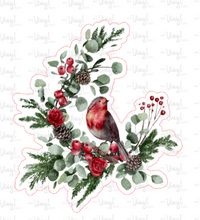 Load image into Gallery viewer, Sticker | 38K | Winter Bird | Waterproof Vinyl Sticker | White | Clear | Permanent | Removable | Window Cling | Glitter | Holographic