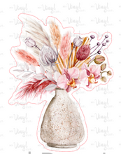 Load image into Gallery viewer, Sticker | 37B | Beige Flowers in Vase | Waterproof Vinyl Sticker | White | Clear | Permanent | Removable | Window Cling | Glitter | Holographic