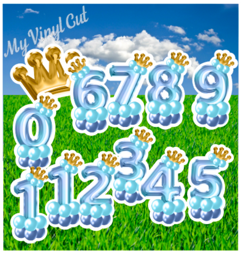 Yard Art Prince Numbers Balloon Theme 12 pc Set Birthday Lawn Lettering PURCHASE Outdoor Party Decorations
