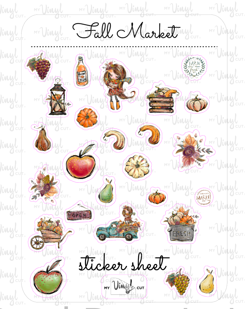 Sticker Sheet 45 Set of little planner stickers Fall Market