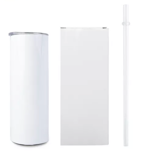 Drinkware 20 oz BLANK White Tall Skinny Tumbler Coated for Sublimation