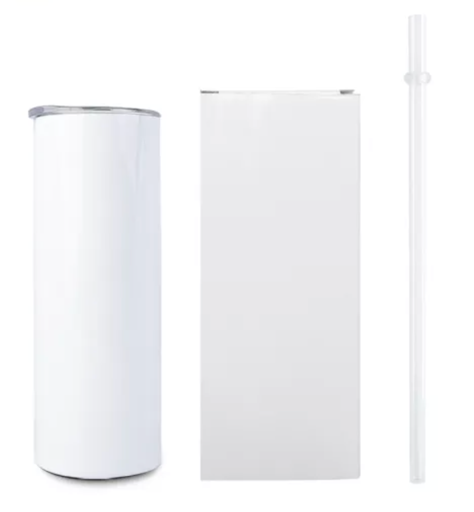Drinkware 20 oz BLANK White Tall Skinny Tumbler Coated for Sublimation