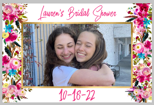 Photo Prop Pink Floral Frame Sturdy Rigid Coroplast Customizable with Name and Date Any Occasion